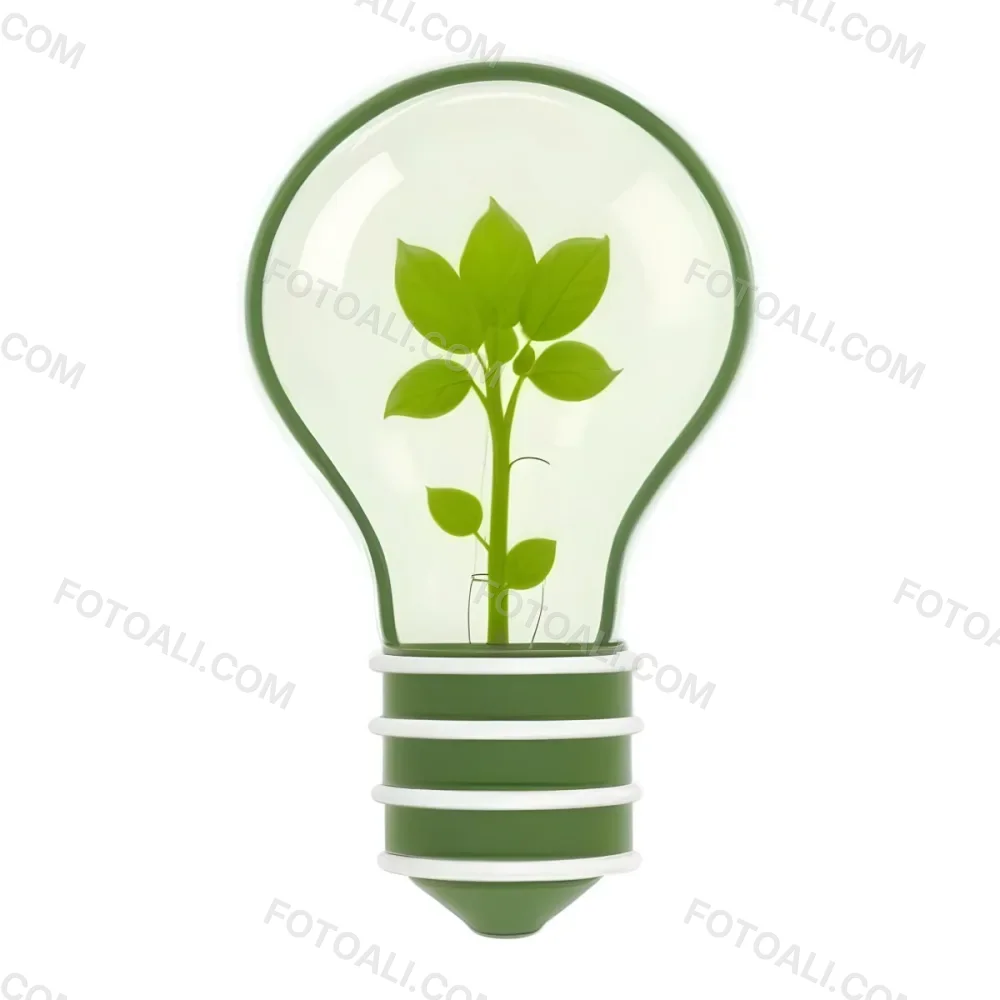 3d Model A Light Bulb With A Green Plant Inside The Bulb Is White And The Plant Is Green The Background Is White Figure Octane Render Volumetric Highly Detailed Videogame Aesthetic 44 D2fd