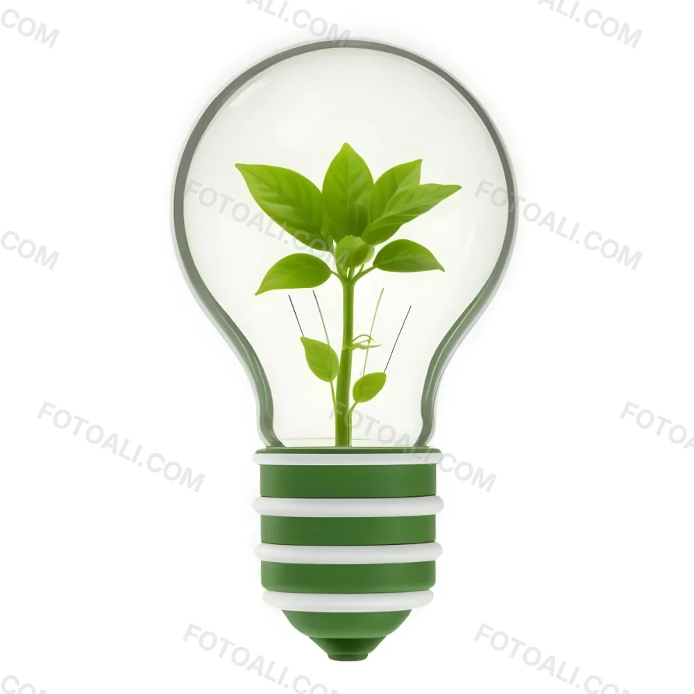 3d Model A Light Bulb With A Green Plant Inside The Bulb Is White And The Plant Is Green The Background Is White Figure Octane Render Volumetric Highly Detailed Videogame Aesthetic 6 7c8f