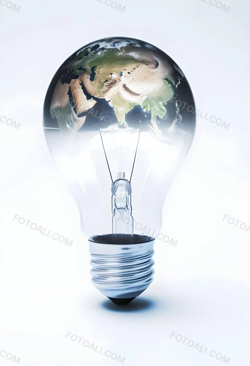 3d Model A Light Bulb With The Earth Inside The Bulb Is On A White Background The Earth Is Visible Through The Glass Figure Octane Render Volumetric Highly Detailed Videogame Aesthetic 16 E354