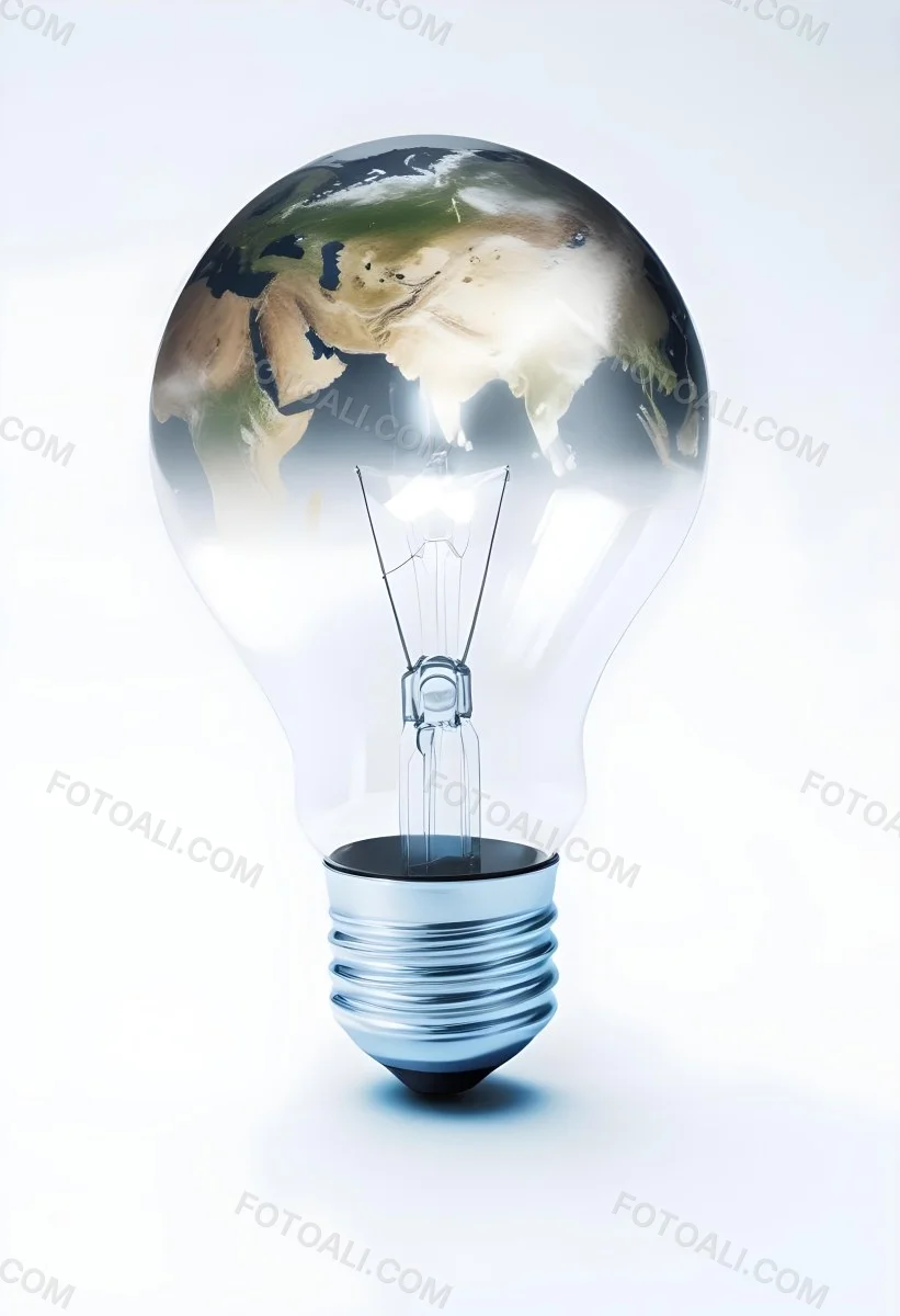3d Model A Light Bulb With The Earth Inside The Bulb Is On A White Background The Earth Is Visible Through The Glass Figure Octane Render Volumetric Highly Detailed Videogame Aesthetic 21 A784