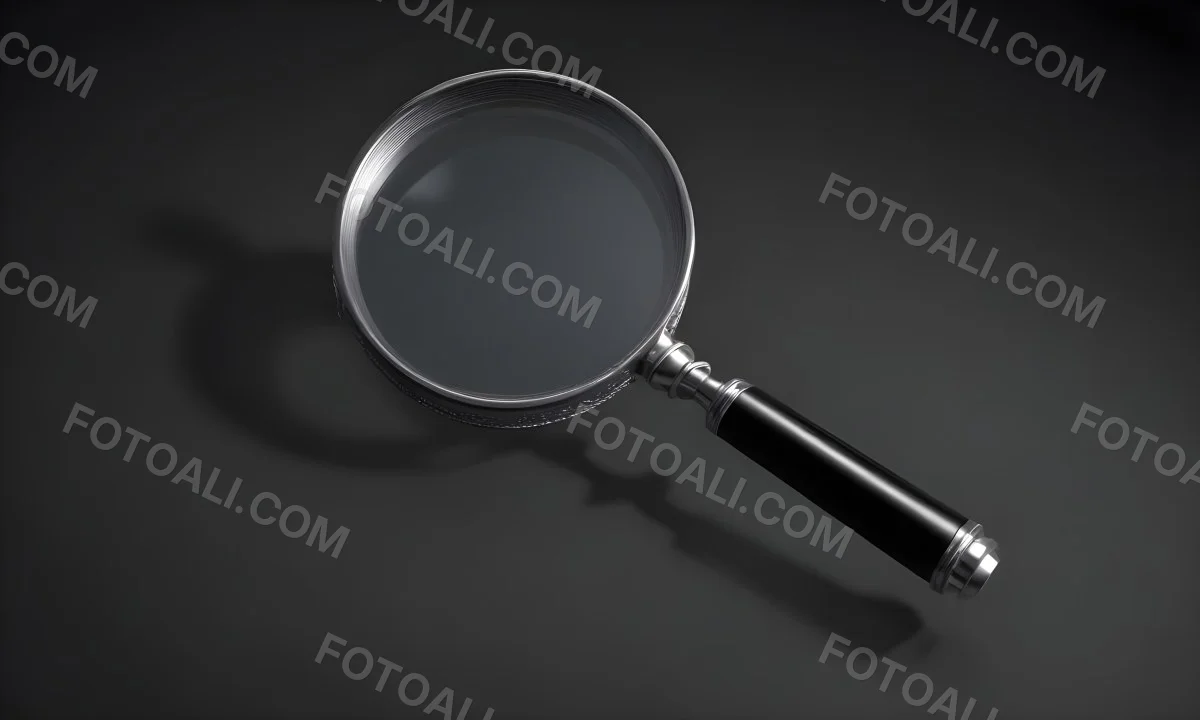 3d Model A Magnifying Glass With A Black Handle And A Silver Frame Casting A Shadow On A Black Background Figure Octane Render Volumetric Highly Detailed Videogame Aesthetic 4 0c92