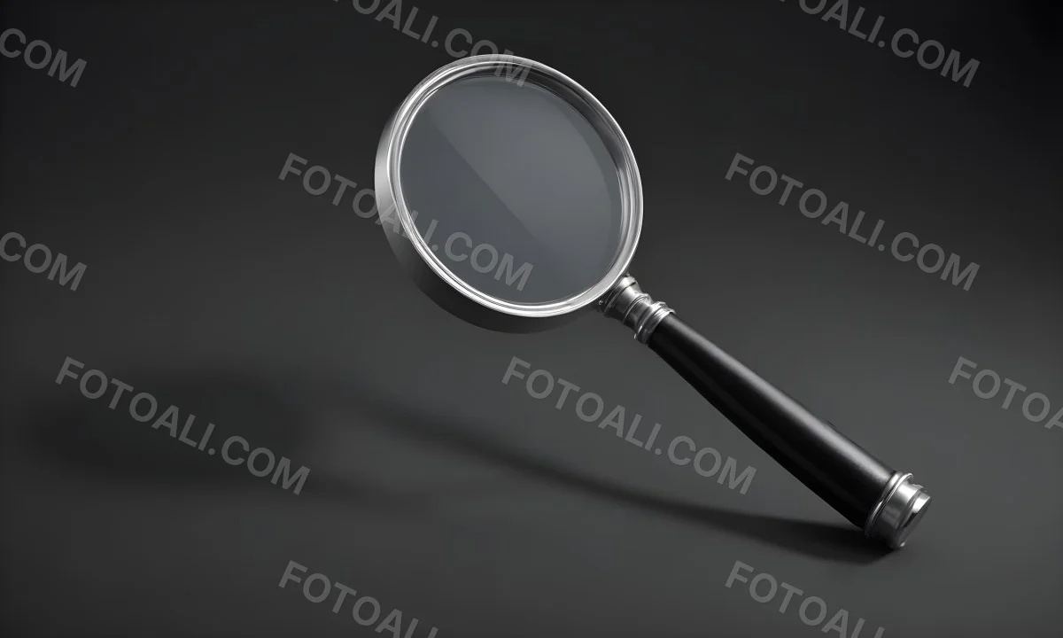 3d Model A Magnifying Glass With A Black Handle And A Silver Frame Casting A Shadow On A Black Background Figure Octane Render Volumetric Highly Detailed Videogame Aesthetic 5 64cc