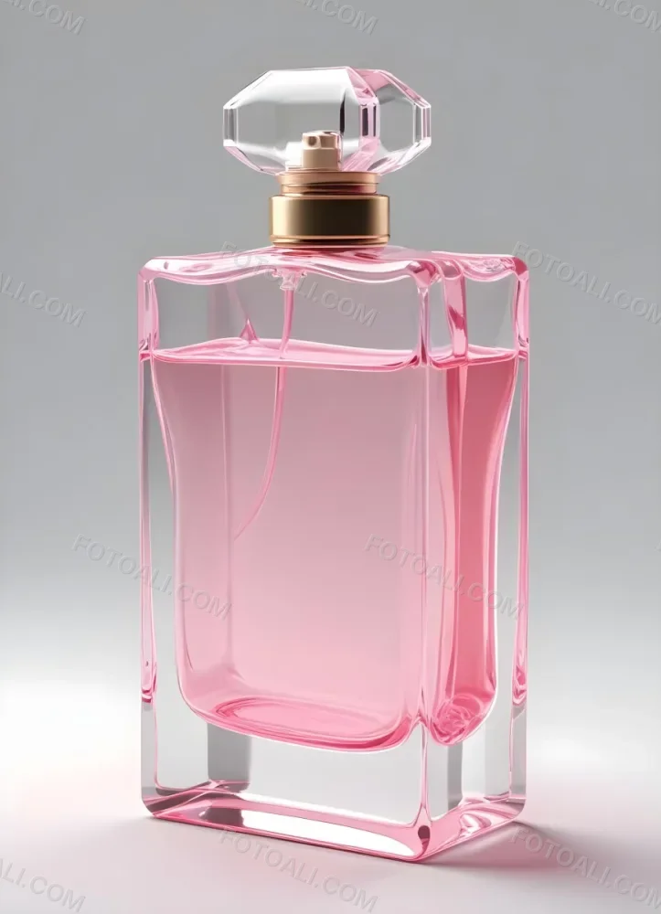 3d Model A Perfume Bottle With A Rectangular Shape And A Pink Liquid Inside On A White Background Figure Octane Render Volumetric Highly Detailed Videogame Aesthetic 42 F35c