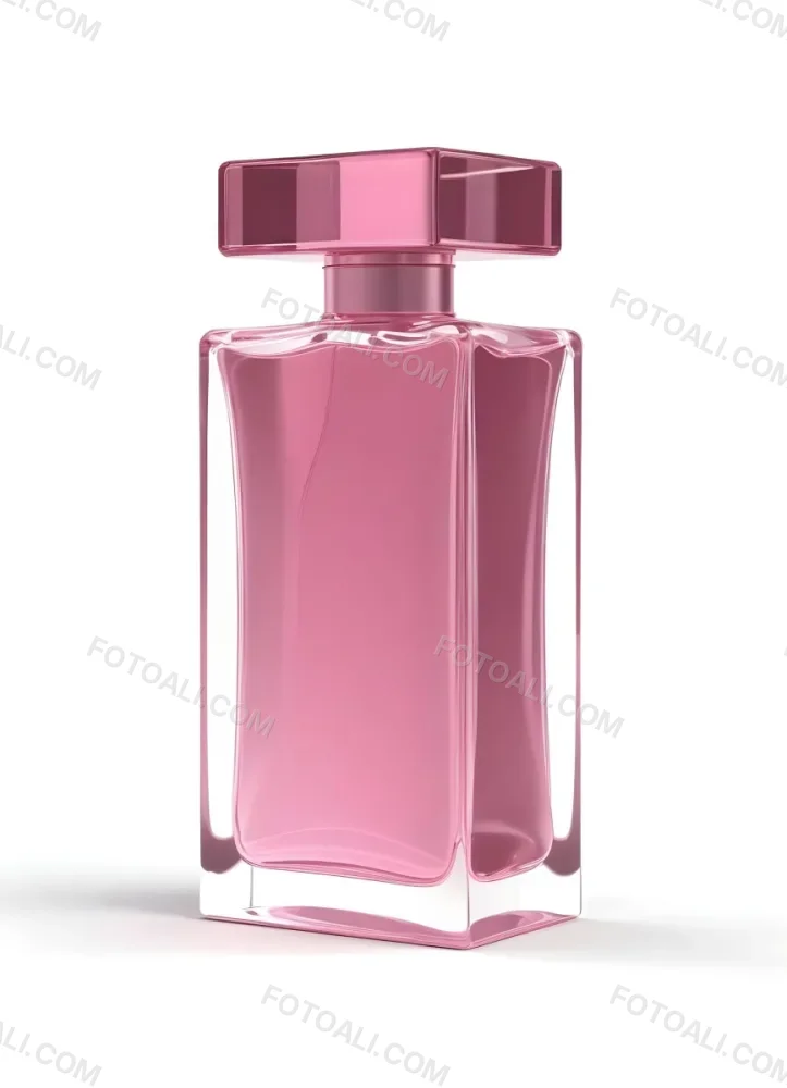 3d Model A Perfume Bottle With A Rectangular Shape And A Pink Liquid Inside On A White Background Figure Octane Render Volumetric Highly Detailed Videogame Aesthetic 9 0537