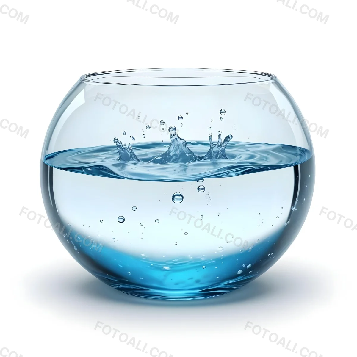 3d Model A Round Glass Fishbowl Filled With Water The Water Is Rippling And Has Bubbles Isolated On A White Background Figure Octane Render Volumetric Highly Detailed Videogame Aesthetic 13 140e