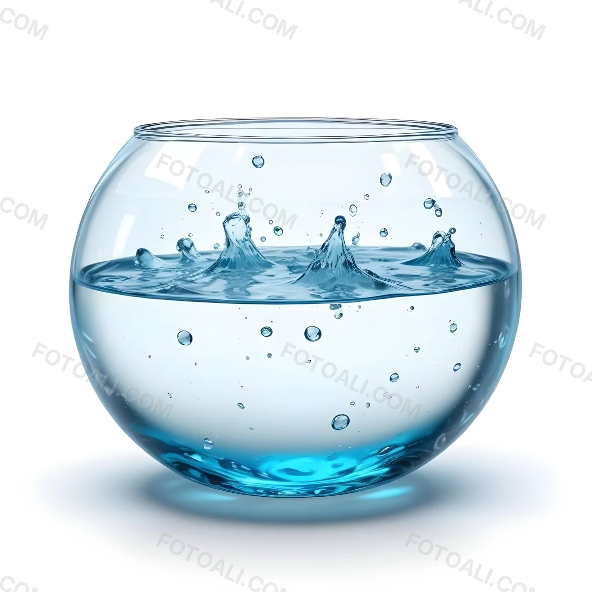 3d Model A Round Glass Fishbowl Filled With Water The Water Is Rippling And Has Bubbles Isolated On A White Background Figure Octane Render Volumetric Highly Detailed Videogame Aesthetic 53 De13