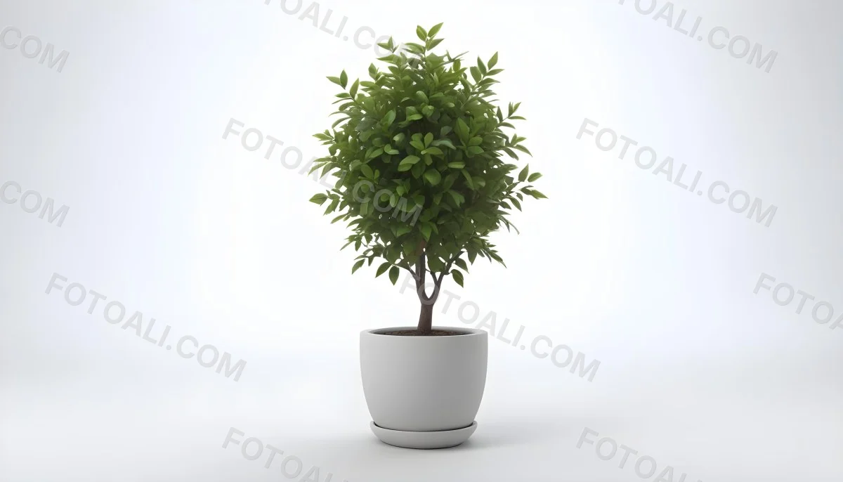 3d Model A Small Tree With Green Leaves In A White Pot The Background Is Gray The Lighting Is Soft And Diffused The Composition Is Simple And Clean Figure Octane Render Volumetric Highly Detailed Videogame Aesth 16 6d5e