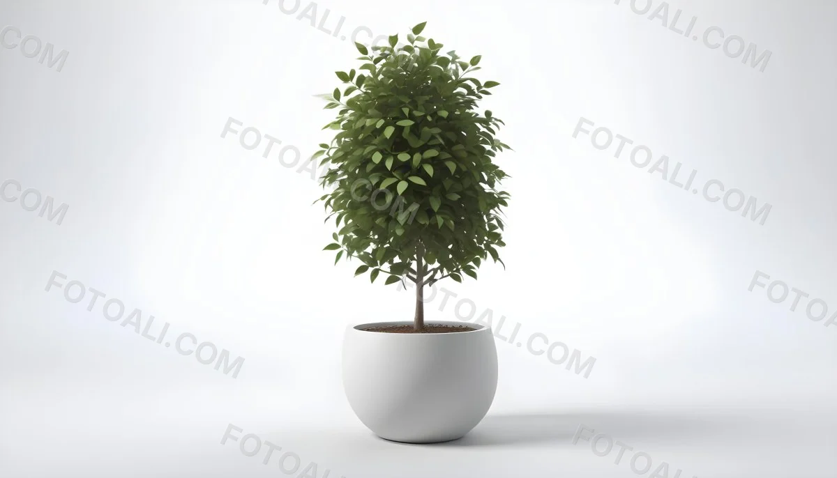 3d Model A Small Tree With Green Leaves In A White Pot The Background Is Gray The Lighting Is Soft And Diffused The Composition Is Simple And Clean Figure Octane Render Volumetric Highly Detailed Videogame Aesth 25 C76d