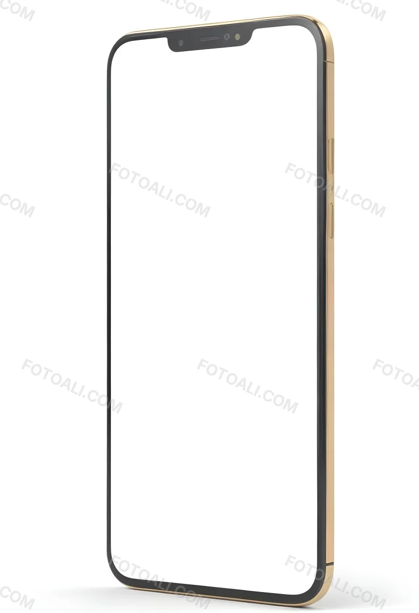 3d Model A Smartphone With A Blank White Screen The Phone Has A Gold Frame Isolated On A White Background Figure Octane Render Volumetric Highly Detailed Videogame Aesthetic 2 Fa17