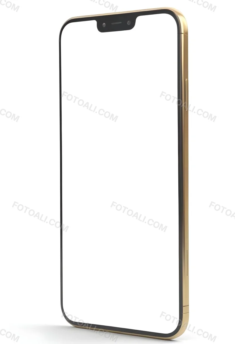 3d Model A Smartphone With A Blank White Screen The Phone Has A Gold Frame Isolated On A White Background Figure Octane Render Volumetric Highly Detailed Videogame Aesthetic 20 743b