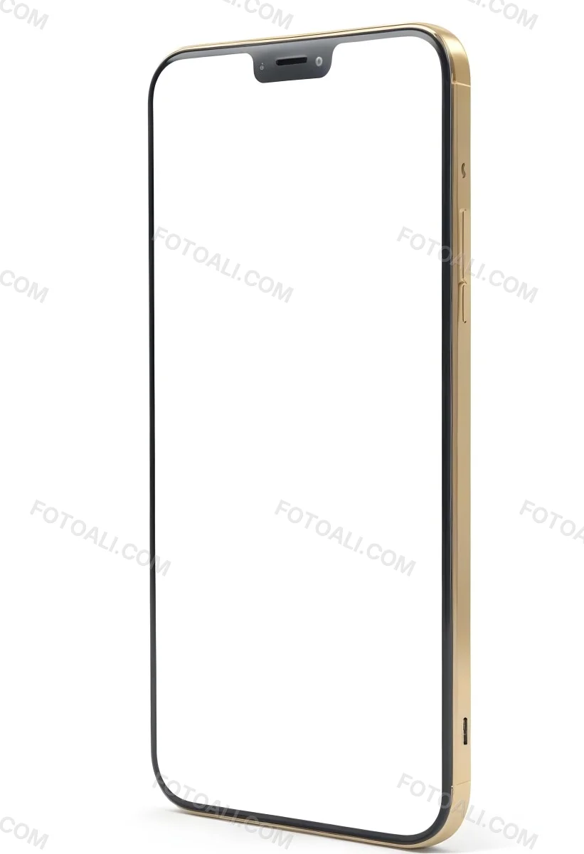 3d Model A Smartphone With A Blank White Screen The Phone Has A Gold Frame Isolated On A White Background Figure Octane Render Volumetric Highly Detailed Videogame Aesthetic 22 4739