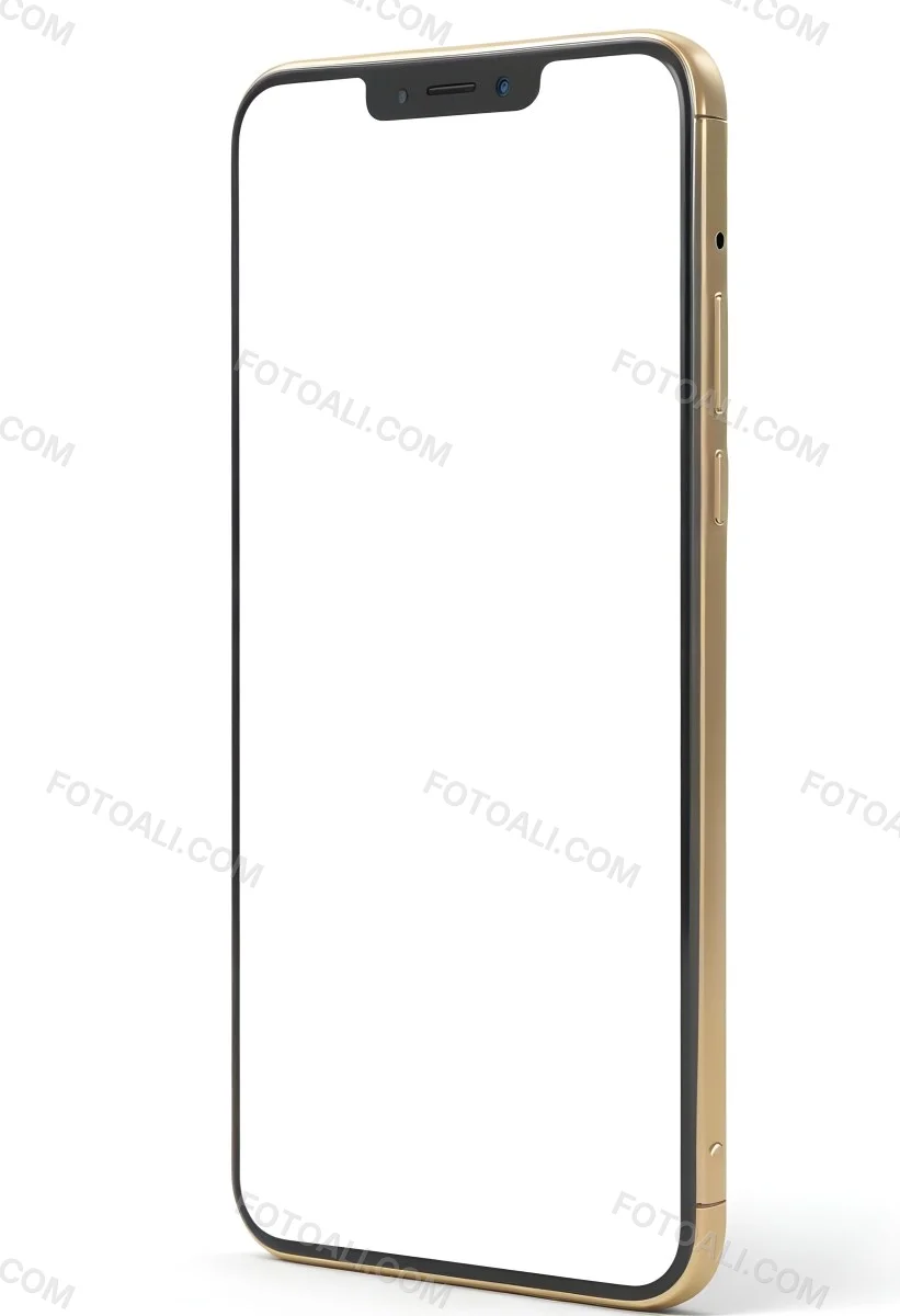 3d Model A Smartphone With A Blank White Screen The Phone Has A Gold Frame Isolated On A White Background Figure Octane Render Volumetric Highly Detailed Videogame Aesthetic 26 Eef5