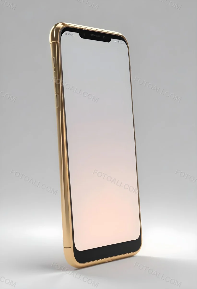 3d Model A Smartphone With A Blank White Screen The Phone Has A Gold Frame Isolated On A White Background Figure Octane Render Volumetric Highly Detailed Videogame Aesthetic 6 95b2