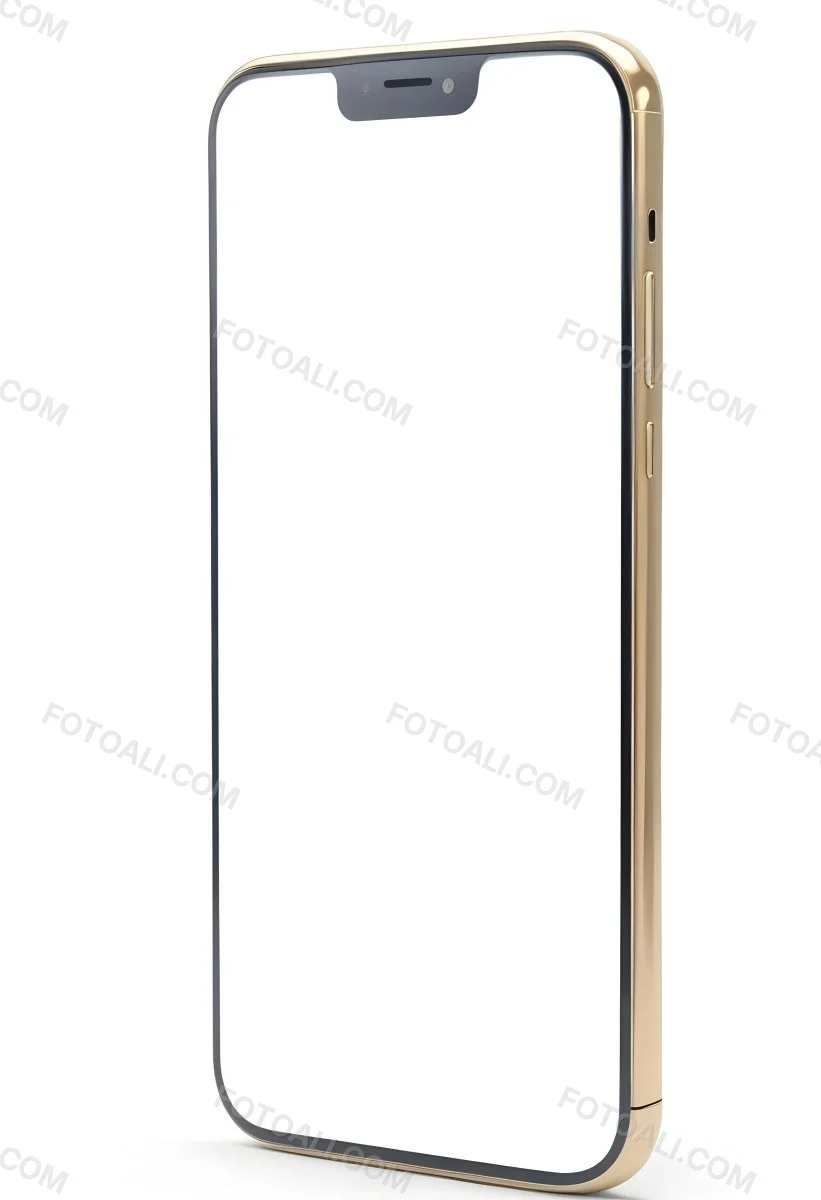 3d Model A Smartphone With A Blank White Screen The Phone Has A Gold Frame Isolated On A White Background Figure Octane Render Volumetric Highly Detailed Videogame Aesthetic 7 0964
