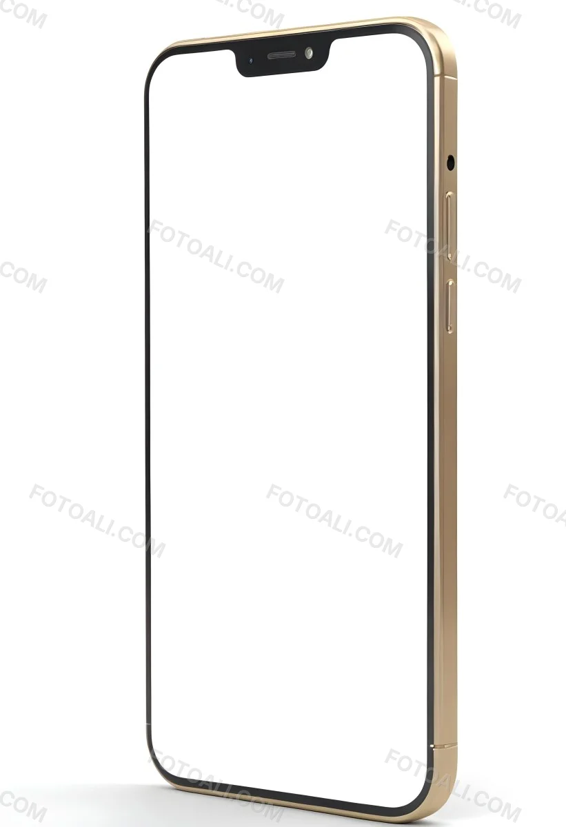 3d Model A Smartphone With A Blank White Screen The Phone Has A Gold Frame Isolated On A White Background Figure Octane Render Volumetric Highly Detailed Videogame Aesthetic 8 702e