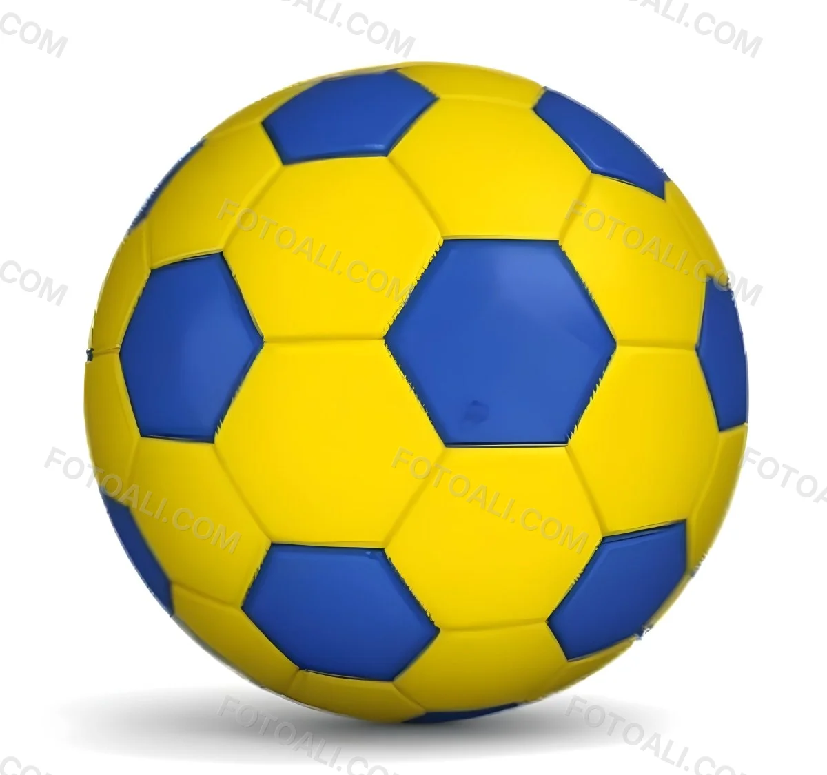 3d Model A Soccer Ball With Yellow And Blue Hexagons In A Yellow Background Figure Octane Render Volumetric Highly Detailed Videogame Aesthetic 1 0d62