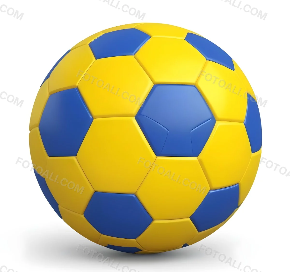 3d Model A Soccer Ball With Yellow And Blue Hexagons In A Yellow Background Figure Octane Render Volumetric Highly Detailed Videogame Aesthetic 22 9e1e