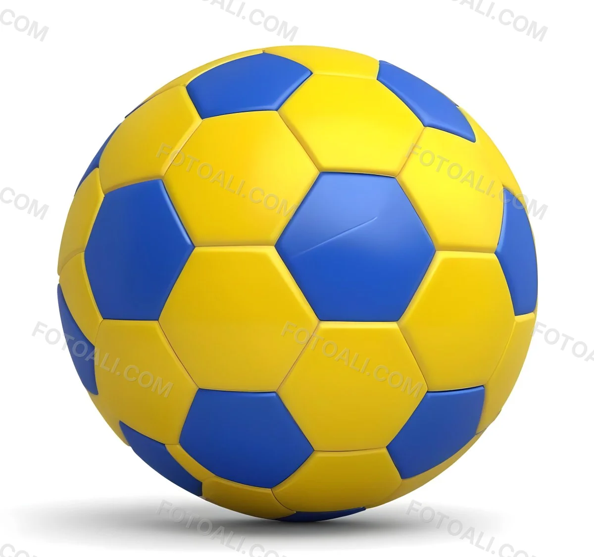 3d Model A Soccer Ball With Yellow And Blue Hexagons In A Yellow Background Figure Octane Render Volumetric Highly Detailed Videogame Aesthetic 23 840a
