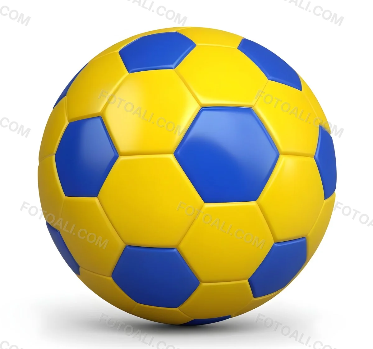 3d Model A Soccer Ball With Yellow And Blue Hexagons In A Yellow Background Figure Octane Render Volumetric Highly Detailed Videogame Aesthetic 24 38da