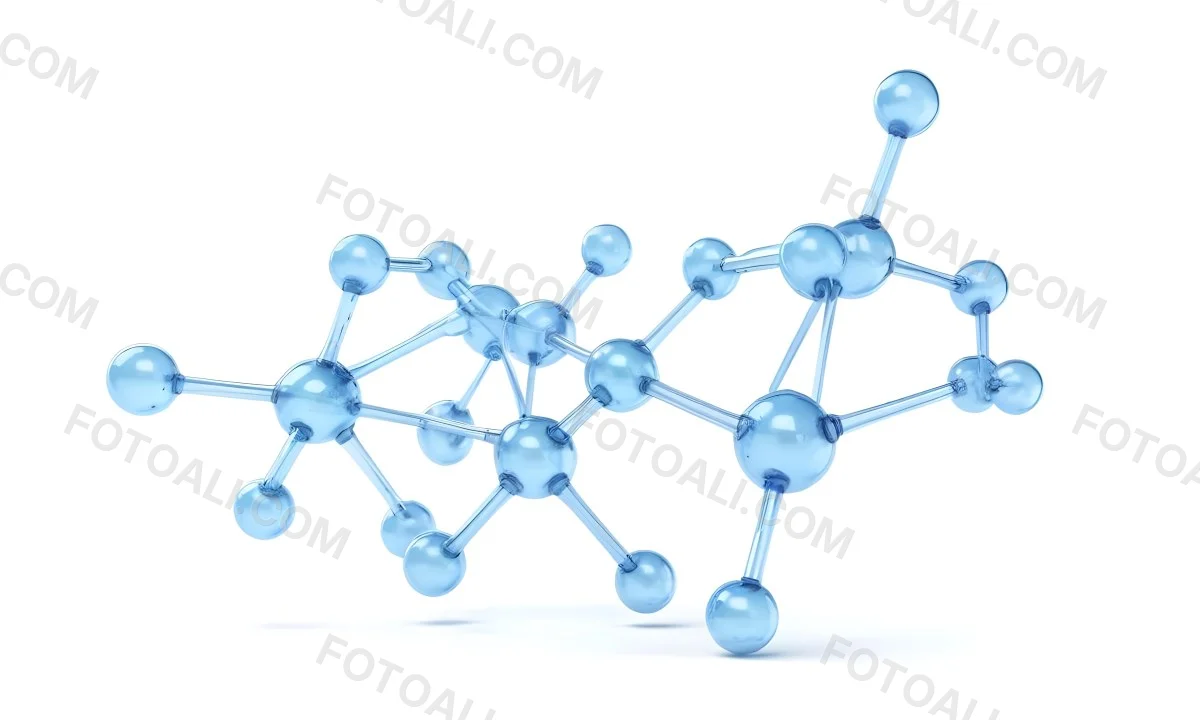 3d Model A Transparent Molecule Structure With Blue Spheres Connected By Thin Rods Science Concept Clean And Minimalist Design Isolated On A White Background Figure Octane Render Volumetric Highly Detailed Videog 11 B468
