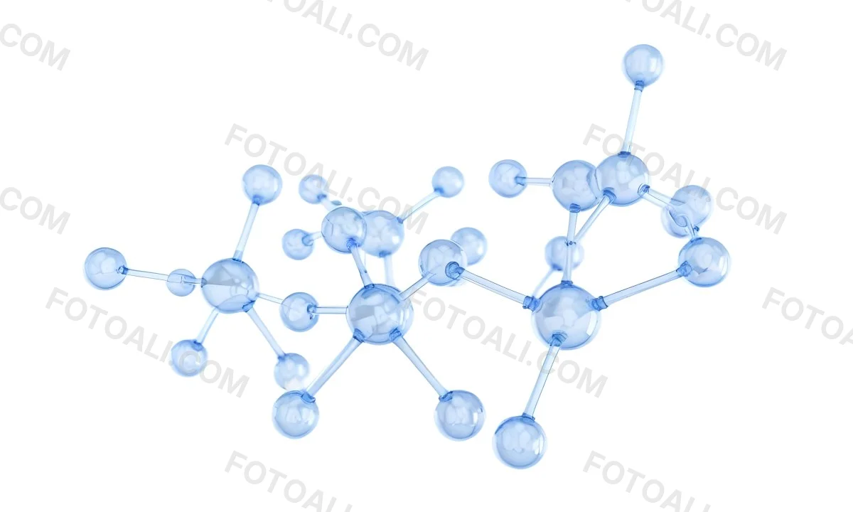 3d Model A Transparent Molecule Structure With Blue Spheres Connected By Thin Rods Science Concept Clean And Minimalist Design Isolated On A White Background Figure Octane Render Volumetric Highly Detailed Videog 20 B509