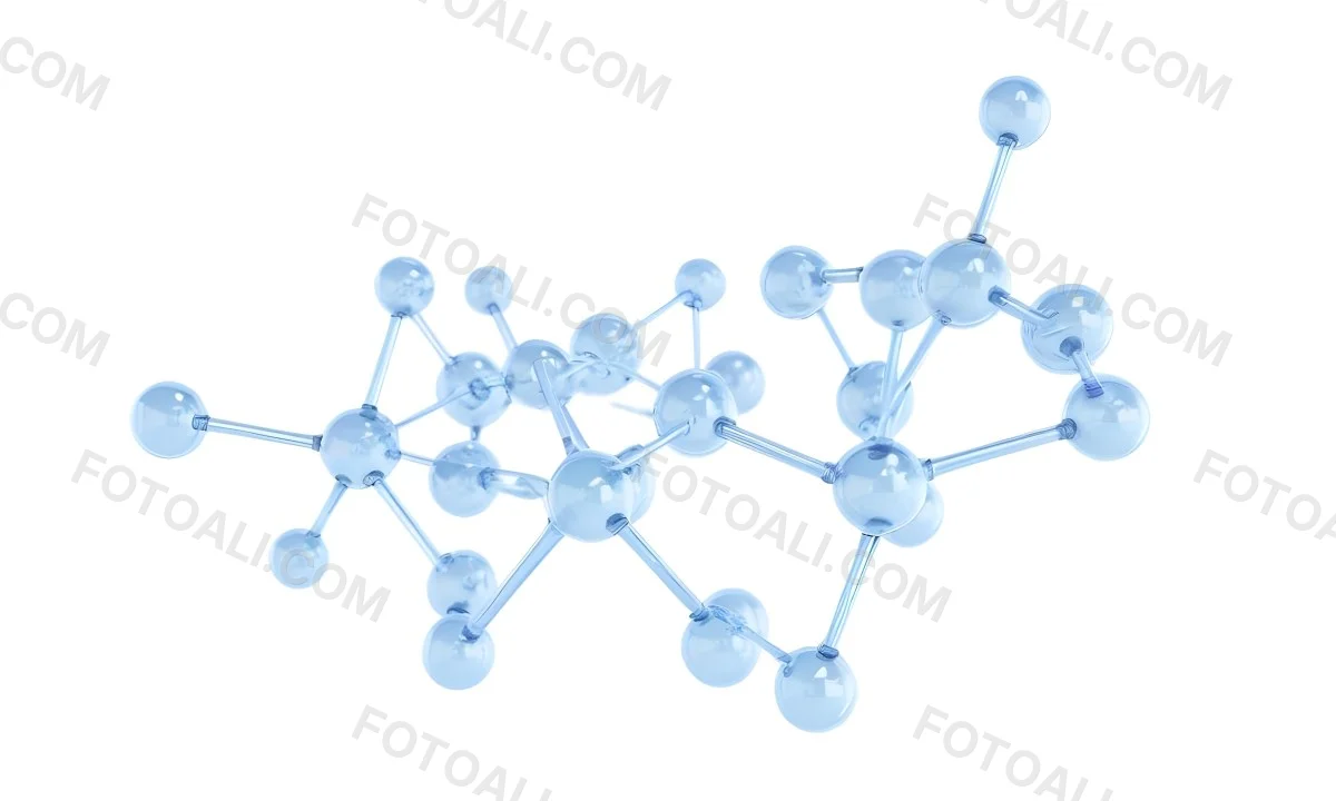 3d Model A Transparent Molecule Structure With Blue Spheres Connected By Thin Rods Science Concept Clean And Minimalist Design Isolated On A White Background Figure Octane Render Volumetric Highly Detailed Videog 22 5a7d
