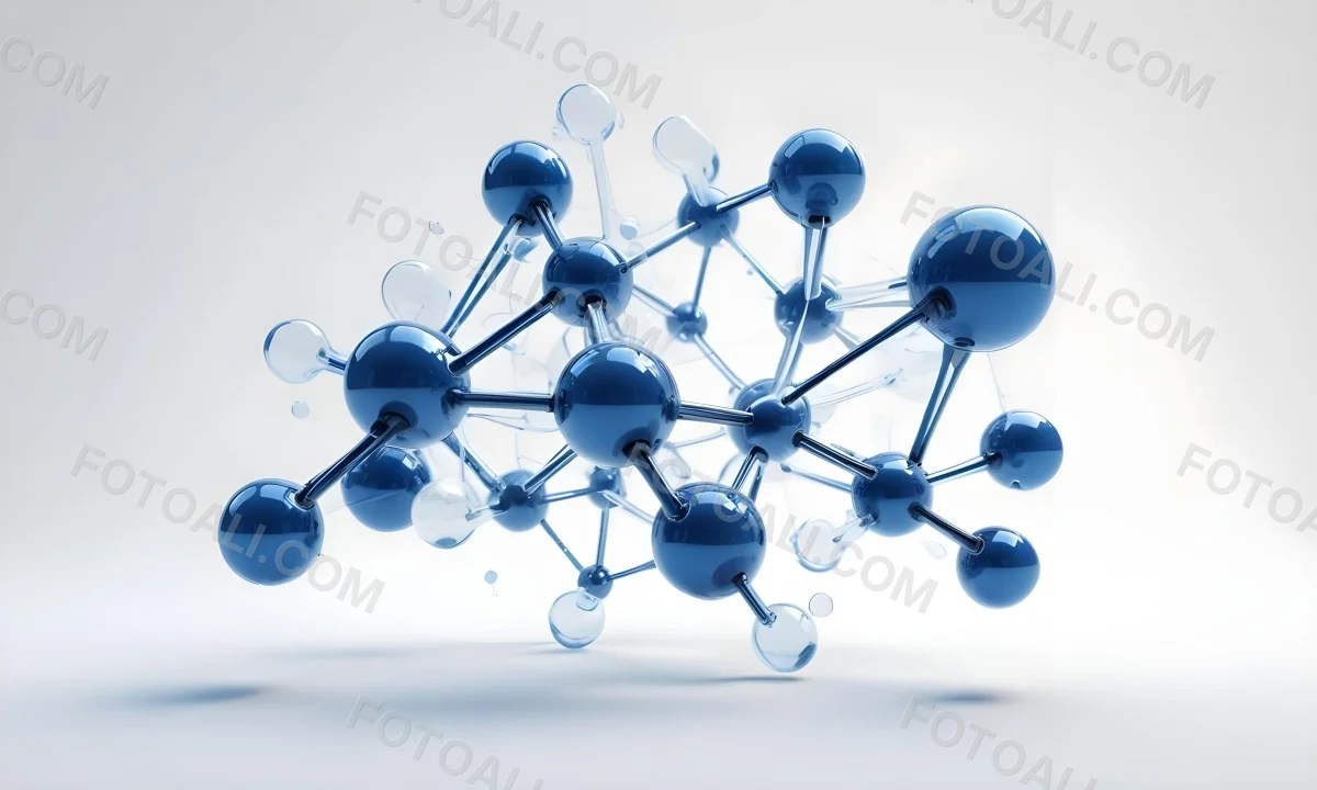 3d Model A Transparent Molecule Structure With Blue Spheres Connected By Thin Rods Science Concept Clean And Minimalist Design Isolated On A White Background Figure Octane Render Volumetric Highly Detailed Videog 4 A2eb