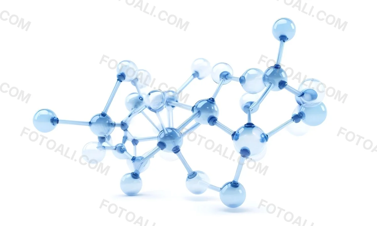 3d Model A Transparent Molecule Structure With Blue Spheres Connected By Thin Rods Science Concept Clean And Minimalist Design Isolated On A White Background Figure Octane Render Volumetric Highly Detailed Videog 5 15ae
