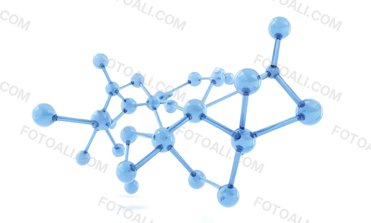 3d Model A Transparent Molecule Structure With Blue Spheres Connected By Thin Rods Science Concept Clean And Minimalist Design Isolated On A White Background Figure Octane Render Volumetric Highly Detailed Videog 6 B706