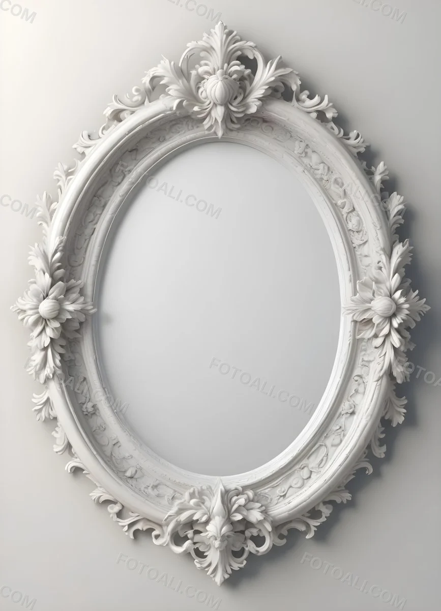 3d Model A White Ornate Oval Mirror With A Decorative Floral Frame Figure Octane Render Volumetric Highly Detailed Videogame Aesthetic 22 1440