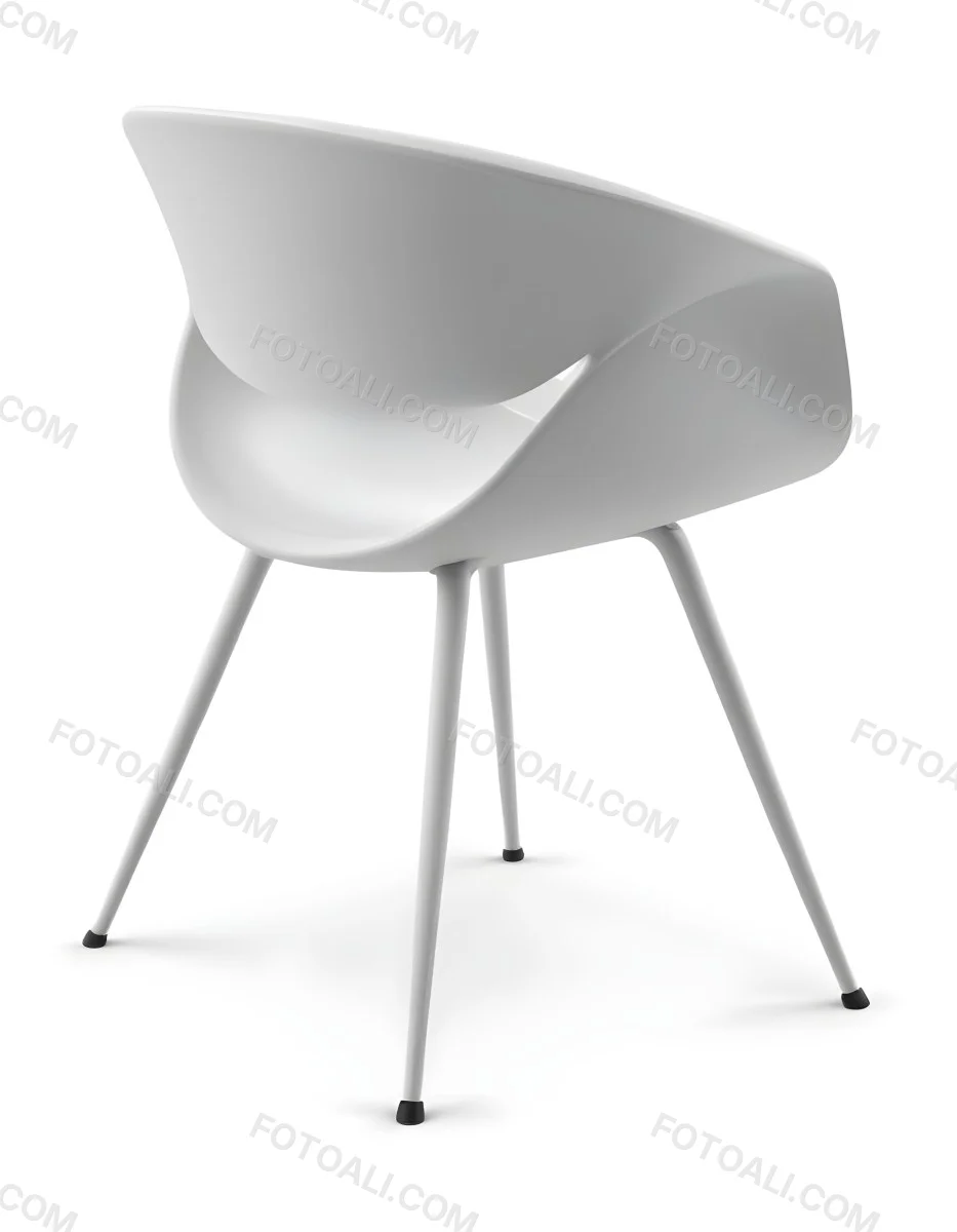 3d Model A White Plastic Chair With Three Plastic Legs The Chair Has A Curved Back And Armrests In A White Background Figure Octane Render Volumetric Highly Detailed Videogame Aesthetic 16 E630