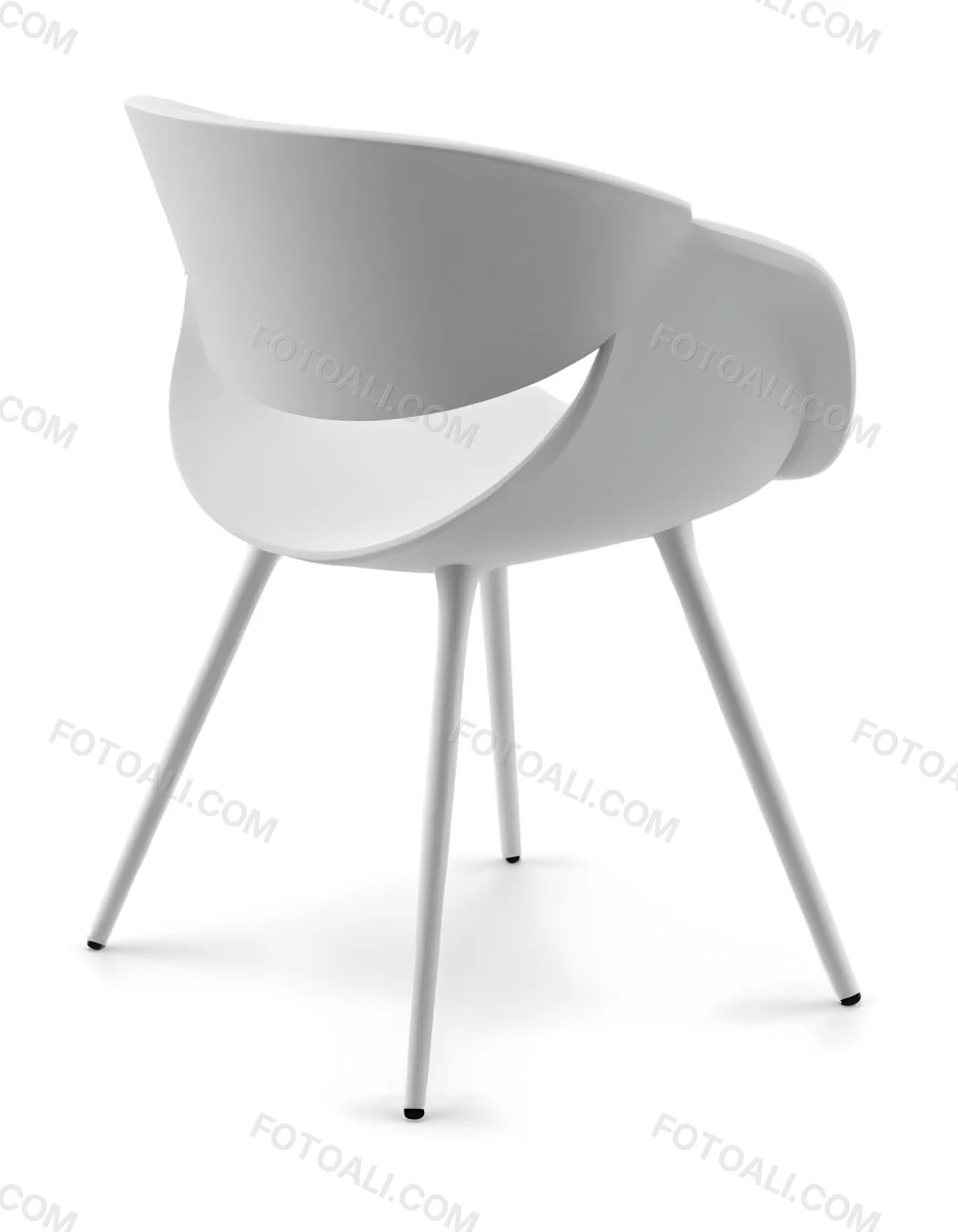 3d Model A White Plastic Chair With Three Plastic Legs The Chair Has A Curved Back And Armrests In A White Background Figure Octane Render Volumetric Highly Detailed Videogame Aesthetic 8 432b