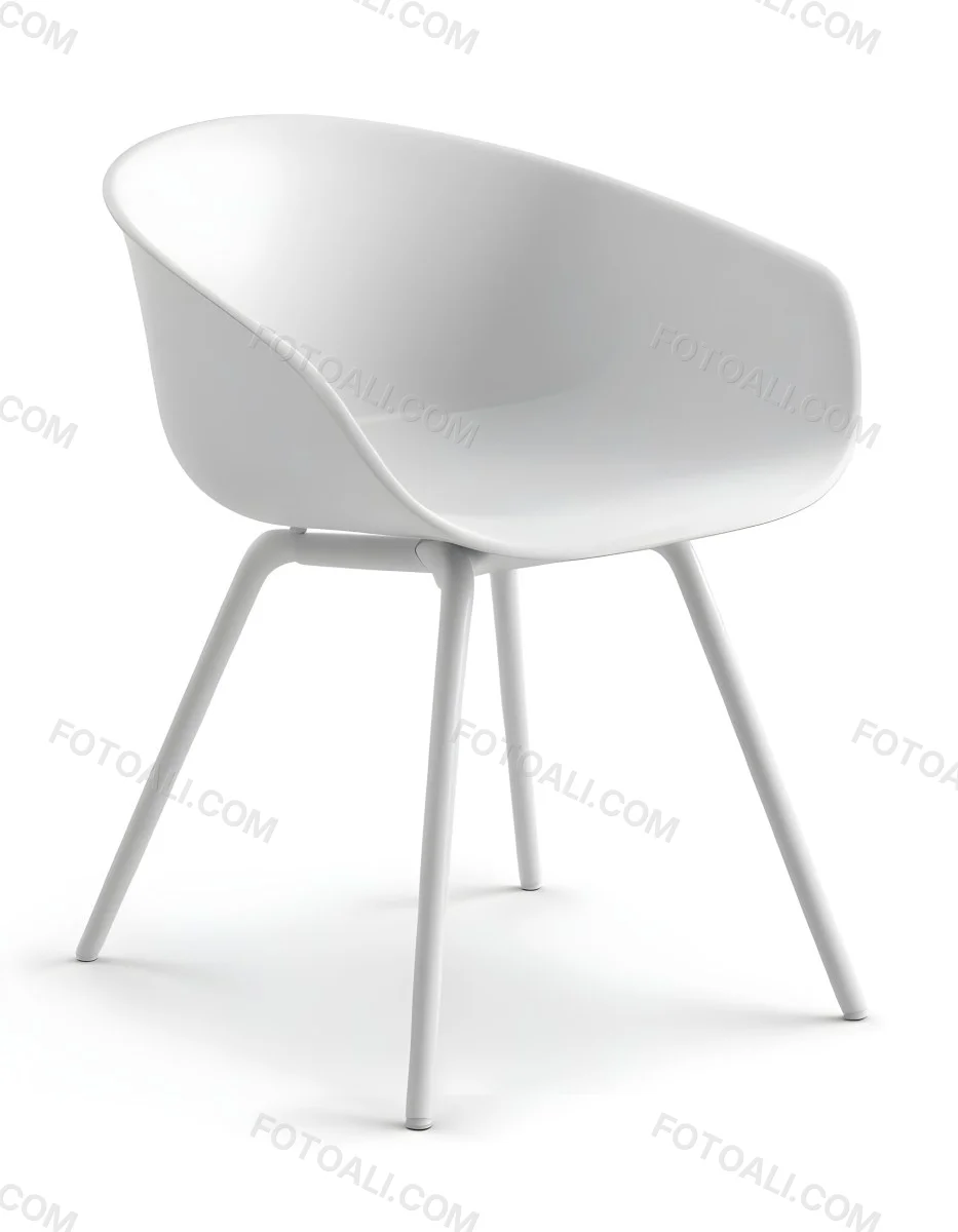 3d Model A White Plastic Chair With Three Plastic Legs The Chair Has A Curved Back And Armrests In A White Background Figure Octane Render Volumetric Highly Detailed Videogame Aesthetic 9 5578
