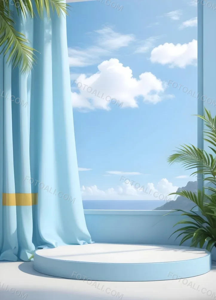 3d Model A Window Overlooking A Scenic Tropical La 5