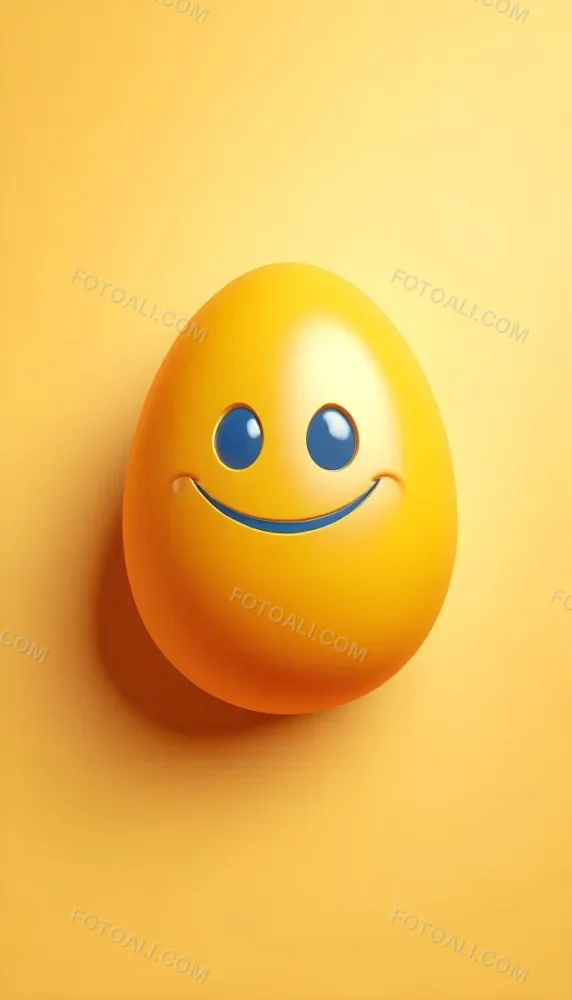 3d Model A Yellow Egg With A Smiling Face And Yellow Eyes On A Blue Background Figure Octane Render Volumetric Highly Detailed Videogame Aesthetic 10 9109