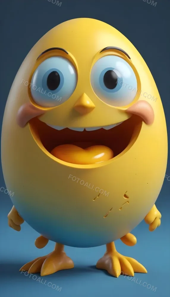 3d Model A Yellow Egg With A Smiling Face And Yellow Eyes On A Blue Background Figure Octane Render Volumetric Highly Detailed Videogame Aesthetic 18 Dced