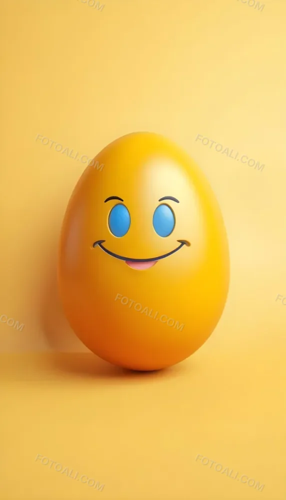 3d Model A Yellow Egg With A Smiling Face And Yellow Eyes On A Blue Background Figure Octane Render Volumetric Highly Detailed Videogame Aesthetic 2 E38b