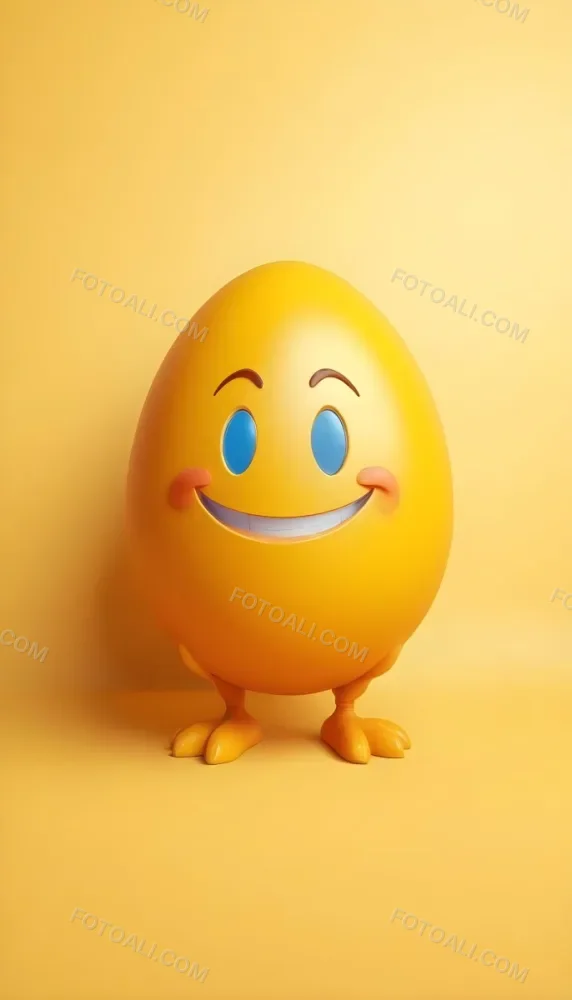3d Model A Yellow Egg With A Smiling Face And Yellow Eyes On A Blue Background Figure Octane Render Volumetric Highly Detailed Videogame Aesthetic 31 5431