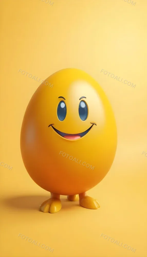 3d Model A Yellow Egg With A Smiling Face And Yellow Eyes On A Blue Background Figure Octane Render Volumetric Highly Detailed Videogame Aesthetic 4 F8e4