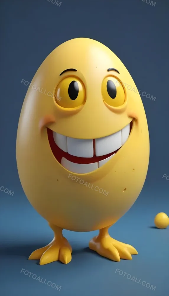 3d Model A Yellow Egg With A Smiling Face And Yellow Eyes On A Blue Background Figure Octane Render Volumetric Highly Detailed Videogame Aesthetic 9 384b