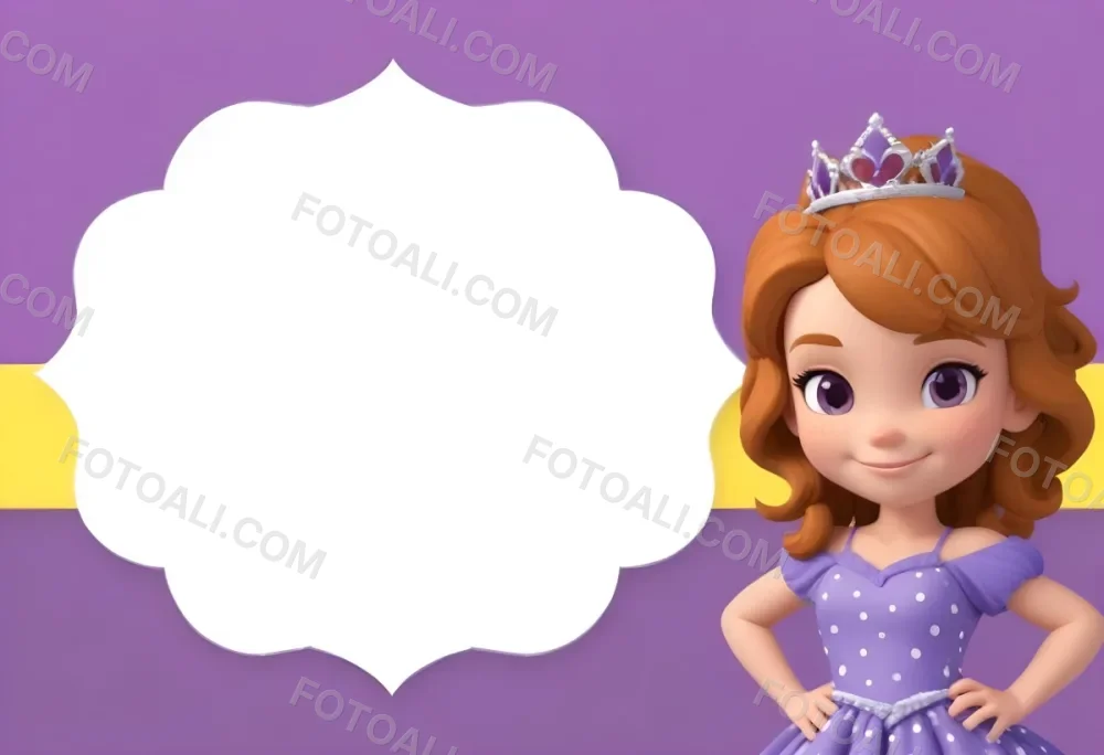 3d Model A Young Girl With Light Brown Hair Wearing A Tiara And A Purple Dress Smiling And Posing With Her Right Hand On Her Hip The Background Is Purple With White Polka Dots And A Blank White Area For Text Figure 10 Cca7