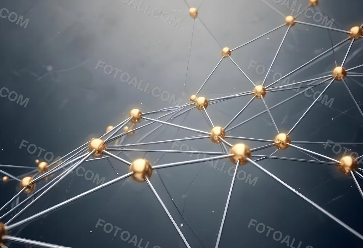 3d Model Abstract Network Of Interconnected Silver Lines With Golden Nodes Creating A Complex Web Like Structure Against A Blurred Gray Background Figure Octane Render Volumetric Highly Detailed Videogame Aestheti 38 3c23