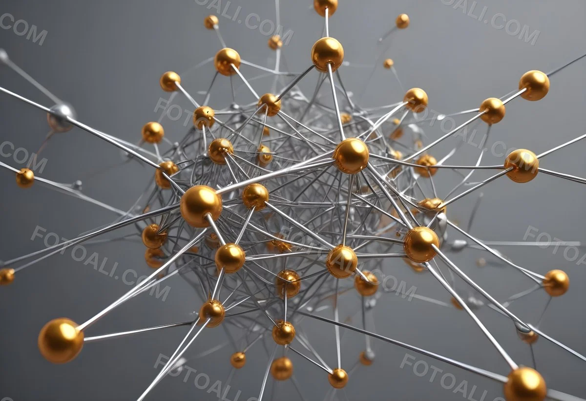 3d Model Abstract Network Of Interconnected Silver Lines With Golden Nodes Creating A Complex Web Like Structure Against A Blurred Gray Background Figure Octane Render Volumetric Highly Detailed Videogame Aestheti 55 Cb24