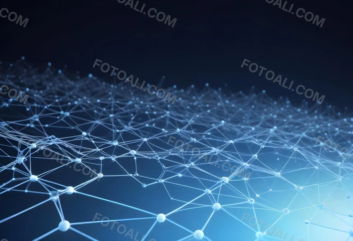 3d Model Abstract Network Of Interconnected White Lines And Dots Forming A Grid Like Structure Set Against A Gradient Background Transitioning From Dark Blue To Light Blue Figure Octane Render Volumetric Highly Det 13 8fe3