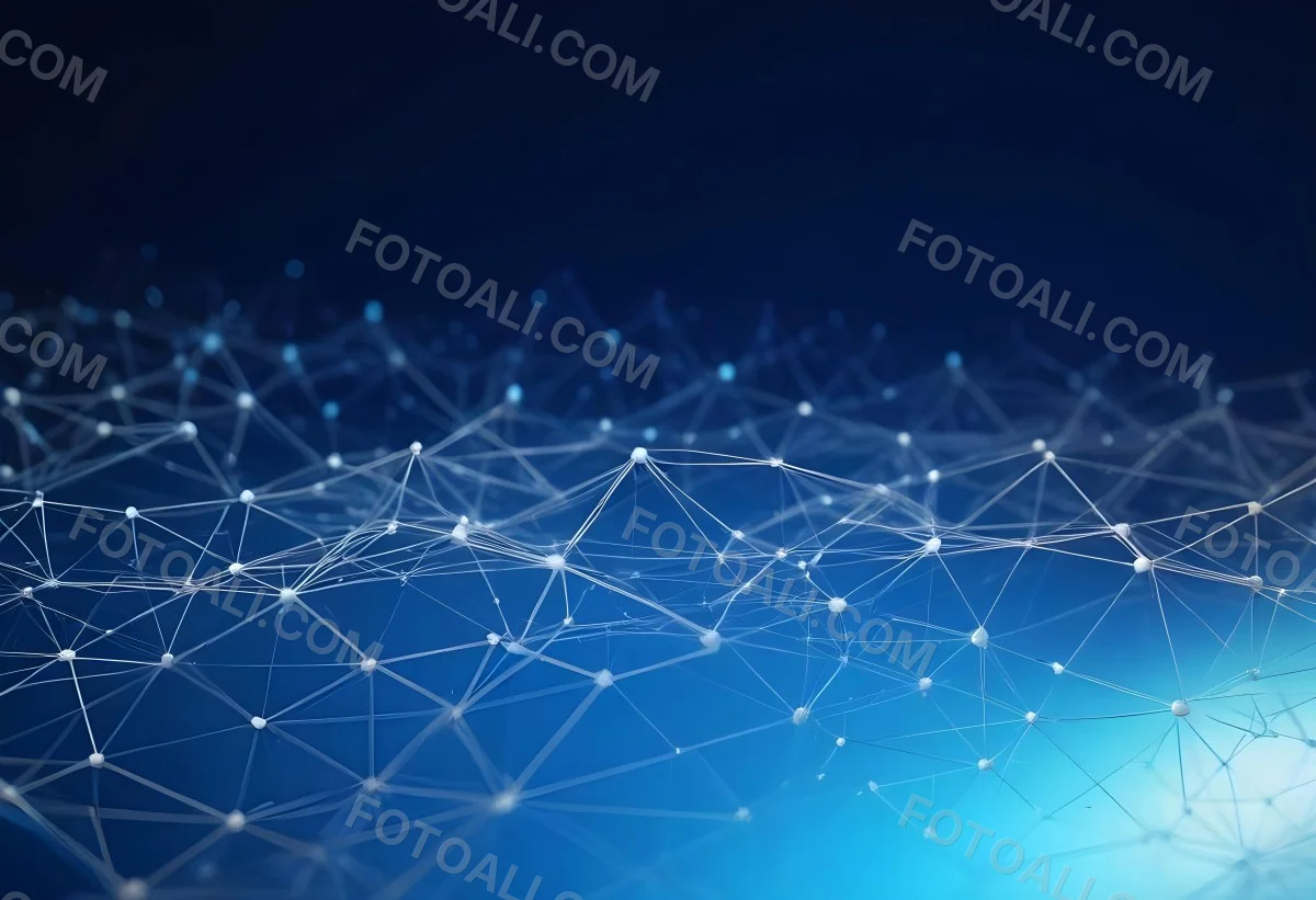 3d Model Abstract Network Of Interconnected White Lines And Dots Forming A Grid Like Structure Set Against A Gradient Background Transitioning From Dark Blue To Light Blue Figure Octane Render Volumetric Highly Det 17 273c