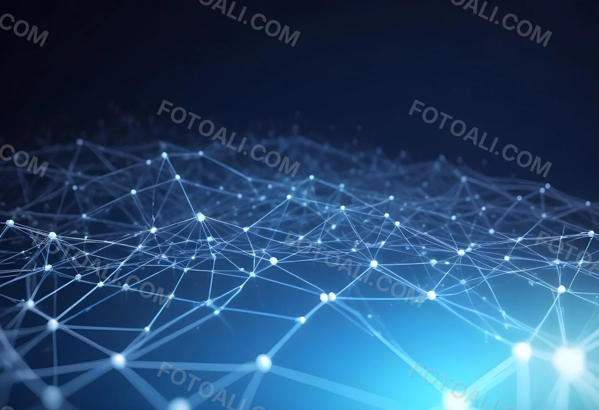 3d Model Abstract Network Of Interconnected White Lines And Dots Forming A Grid Like Structure Set Against A Gradient Background Transitioning From Dark Blue To Light Blue Figure Octane Render Volumetric Highly Det 20 Ff8c