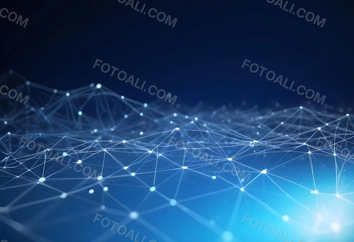 3d Model Abstract Network Of Interconnected White Lines And Dots Forming A Grid Like Structure Set Against A Gradient Background Transitioning From Dark Blue To Light Blue Figure Octane Render Volumetric Highly Det 22 281d