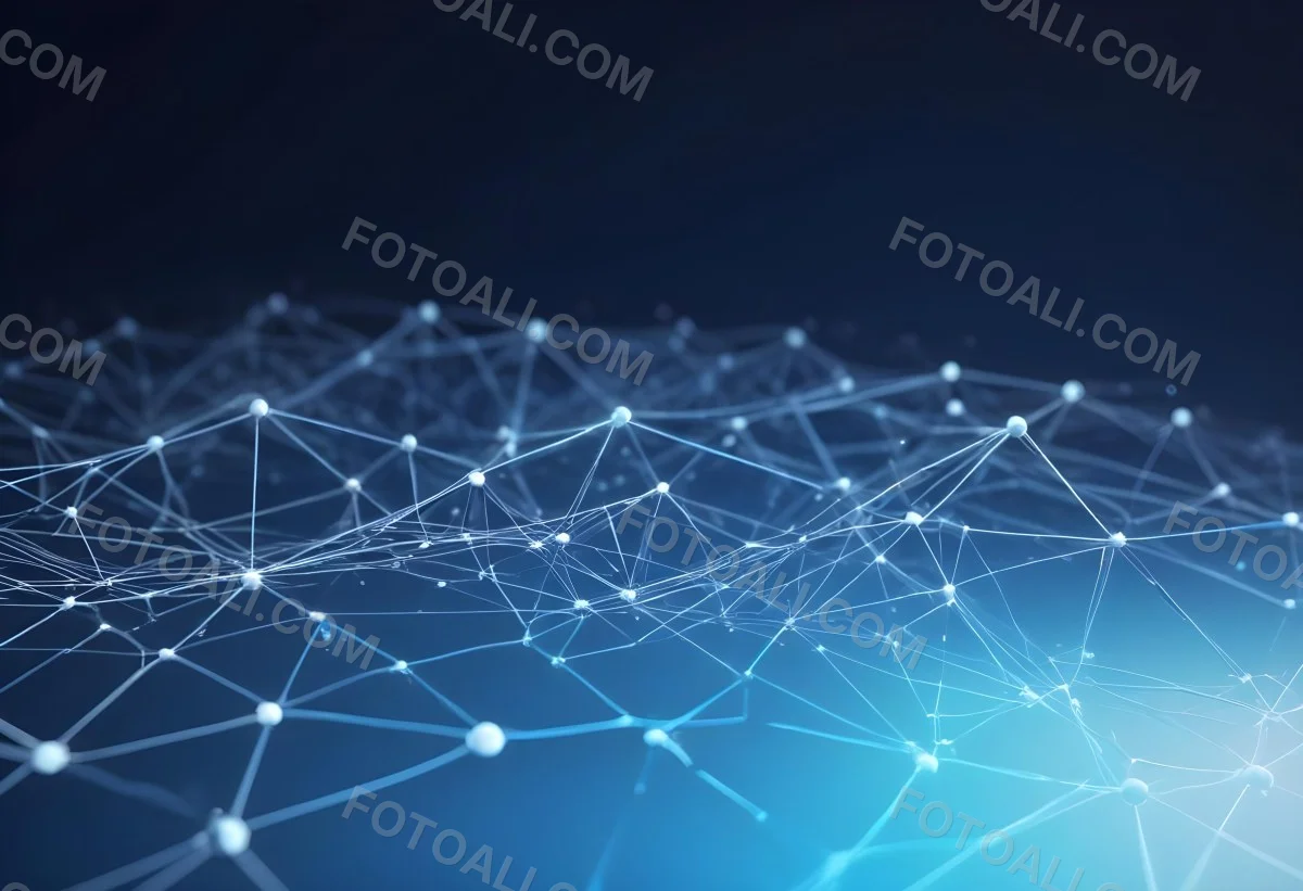 3d Model Abstract Network Of Interconnected White Lines And Dots Forming A Grid Like Structure Set Against A Gradient Background Transitioning From Dark Blue To Light Blue Figure Octane Render Volumetric Highly Det 23 A0ba