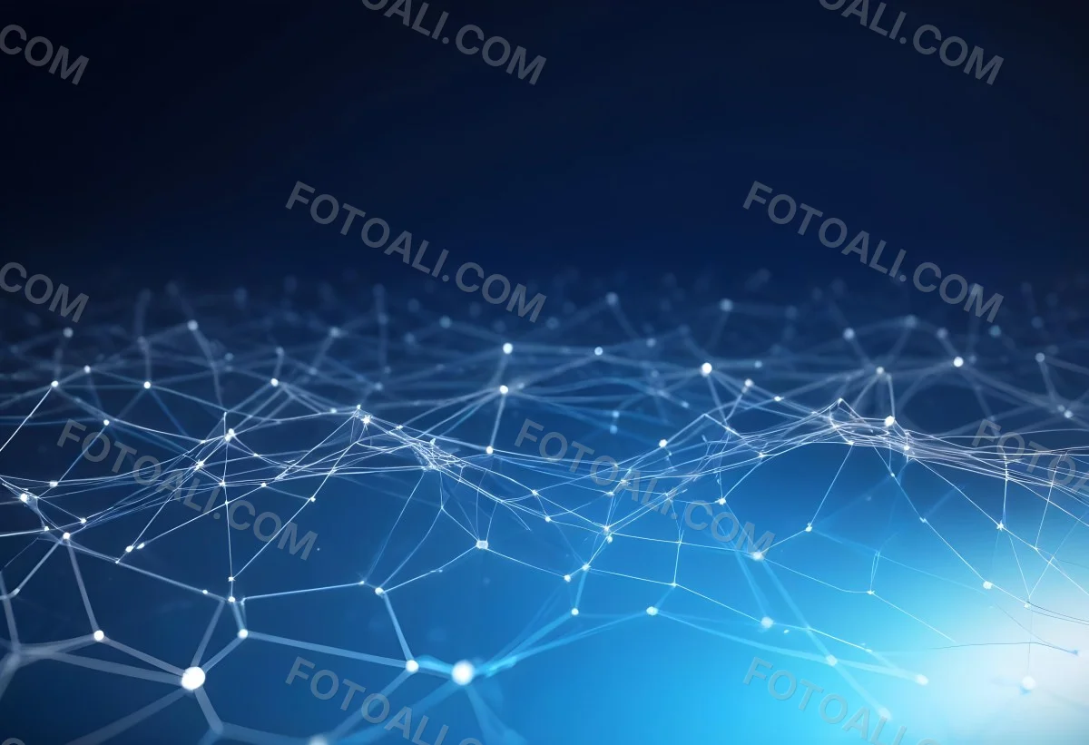 3d Model Abstract Network Of Interconnected White Lines And Dots Forming A Grid Like Structure Set Against A Gradient Background Transitioning From Dark Blue To Light Blue Figure Octane Render Volumetric Highly Det 4 F15e