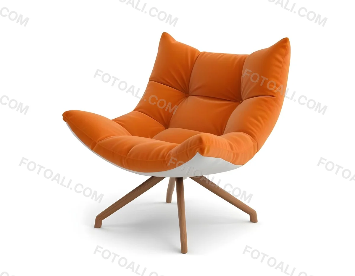3d Model An White Cushion Chair With A Orange Base And Wooden Legs Isolated On A White Background Figure Octane Render Volumetric Highly Detailed Videogame Aesthetic 33 5f1b